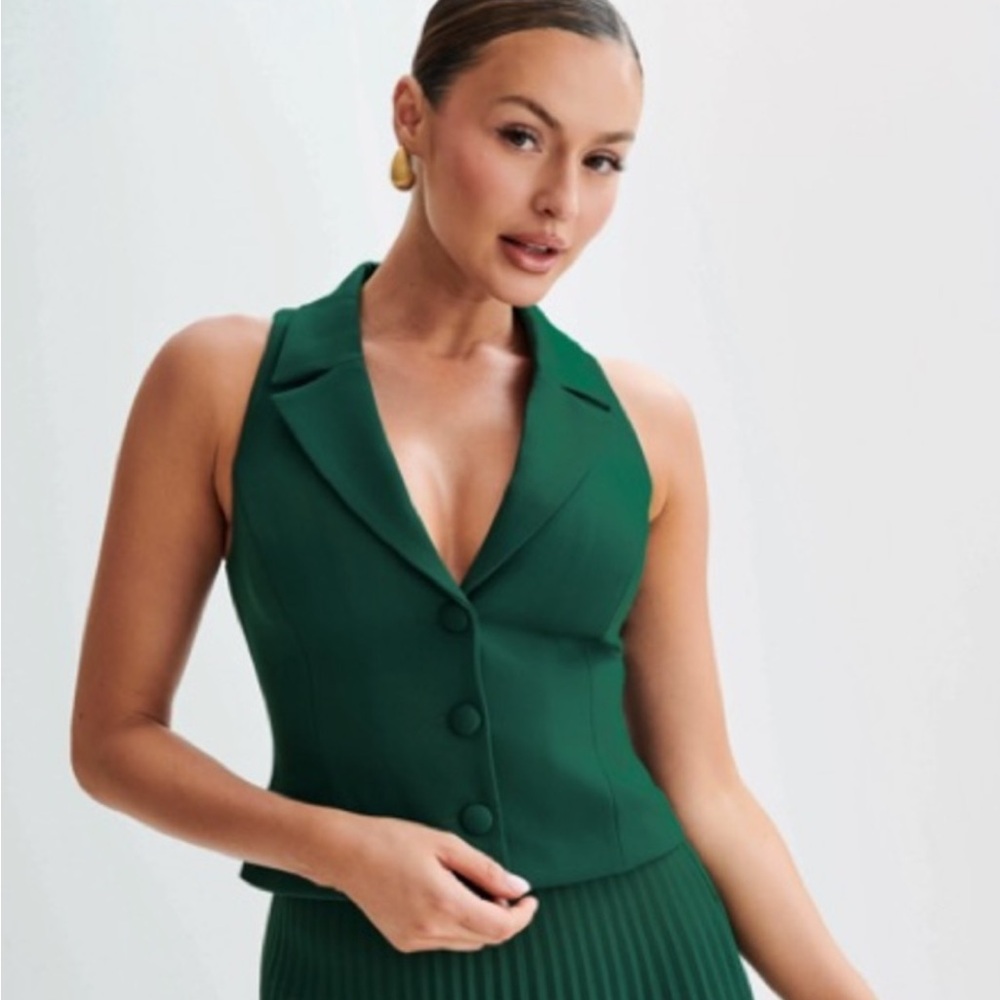 NWT Meshki Mura suiting vest in forest green